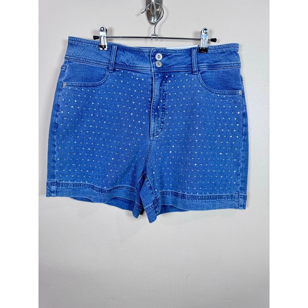 I.N.C. Womens Denim Shorts High Rise 5 inch Embellished Western Festival 14 Boho